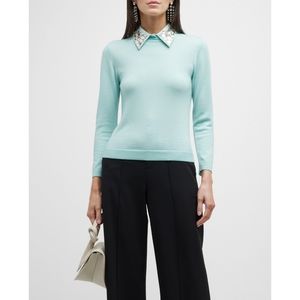 ALICE + OLIVIA Porla Embellished Collar Sweater